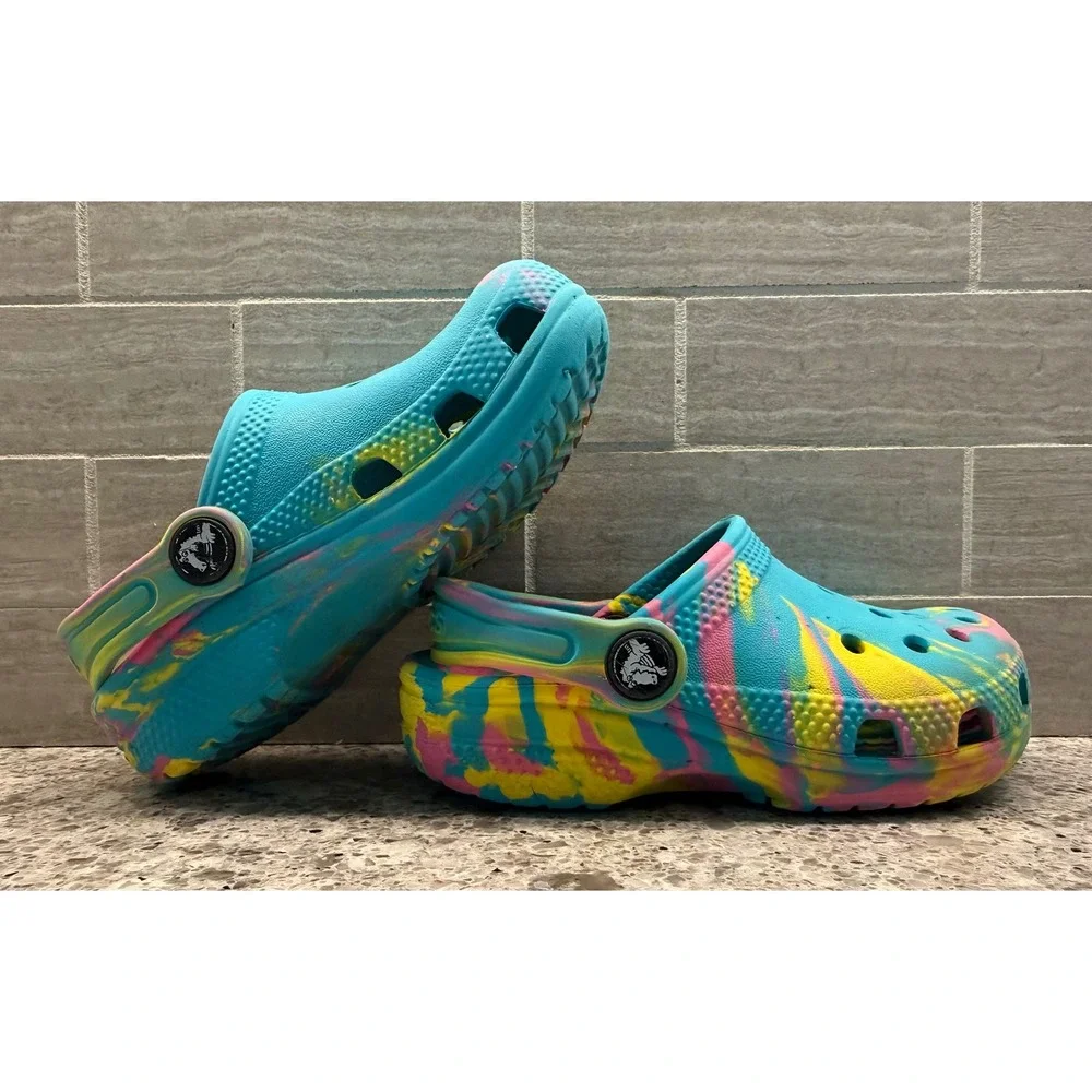 Crocs Toddler Classic Multi-Color Marbled Clog/Slip-On Casual Shoes Size C9